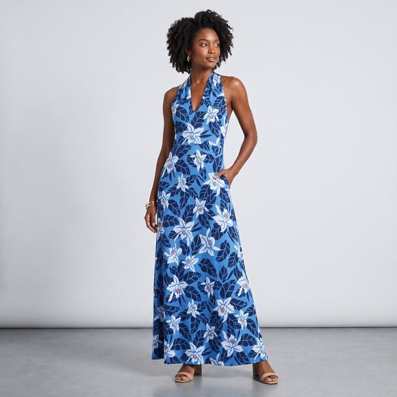 Tommy Bahama Dresses & Skirts - Tommy Bahama Sandy Seaside Brights Floral Maxi Dress L Blue Sleeveless Sun UPF